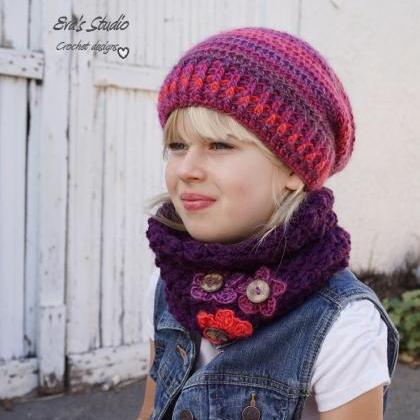 Crochet Hat and Neck Warmer, Sizes ..