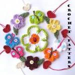 Crochet Pattern Appliques, Flowers, Heart,..