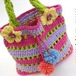 Colorful Girls Bag / Purse, Crochet Pattern..