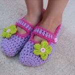 Childrens Slippers, Mary Jane Slippers, Crochet..