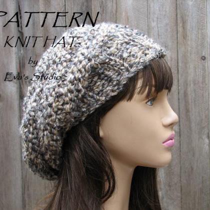  PATTERN!!! Knit Hat - Slouchy Hat,..