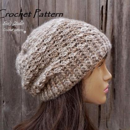 Crochet Hat - Slouchy Hat, Crochet Pattern..