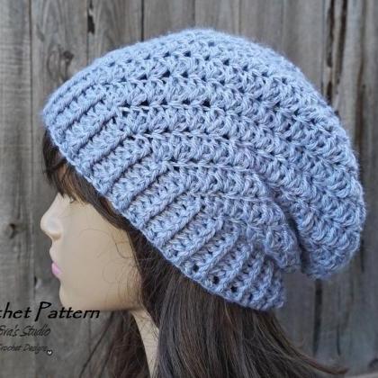 Crochet Hat - Slouchy Hat, Crochet Pattern..