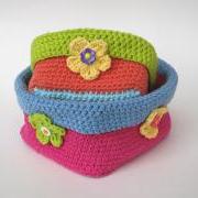 Crochet square basket - 2 sizes, crochet pattern, easy, Crochet Pattern PDF, Great for Beginners, Pattern No. 58