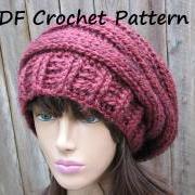 CROCHET PATTERN!!! Crochet Hat - Slouchy Hat, Crochet Pattern PDF,Easy, Great for Beginners, Pattern No. 66