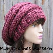 CROCHET PATTERN!!! Crochet Hat - Slouchy Hat, Crochet Pattern PDF,Easy, Great for Beginners, Pattern No. 66