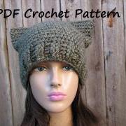 CROCHET PATTERN!!! Cat Hat - Slouchy Hat, Crochet Pattern PDF,Easy, Great for Beginners, Pattern No. 63