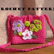 Girls Bag / Purse with Butterfly and Flowers, Crochet Pattern PDF,Easy, Great for Beginners, Pattern No. 13