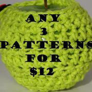 Choose ANY 3 PATTERNS, Crochet Pattern PDF,Easy, Great for Beginners
