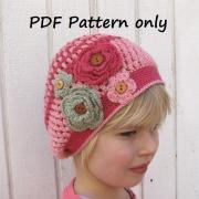 Crochet Pattern - Slouchy Spring Girls Hat, Crochet Pattern PDF, Pattern No. 45