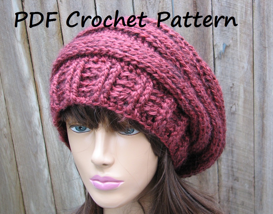 Crochet Pattern!!! Crochet Hat - Slouchy Hat, Crochet Pattern Pdf,easy, Great For Beginners, Pattern No. 66