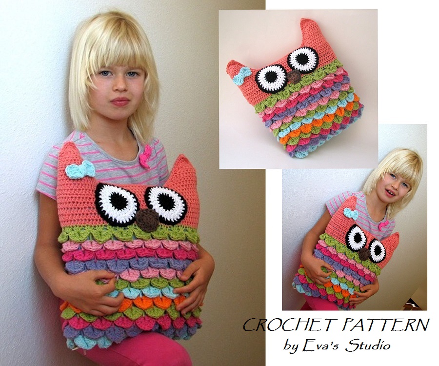 Crochet Owl Pillow Pattern, Pdf Crochet Pattern, Owl Pillow, Owl Soft Toy Pattern Diy Tutorial