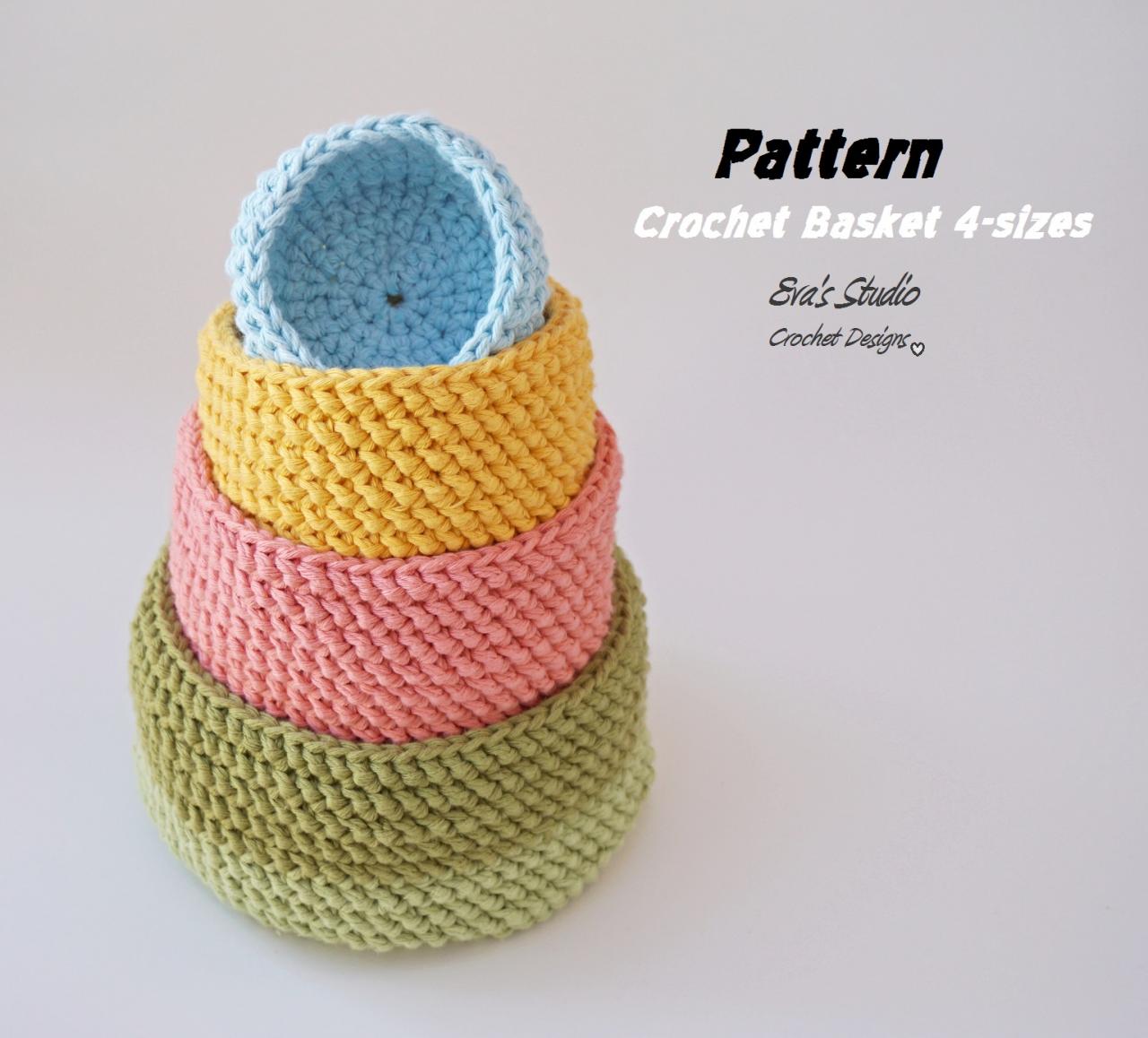 Crochet Basket - 4 Sizes, Crochet Pattern, Easy, Crochet Pattern Pdf, Great For Beginners, Pattern No. 91