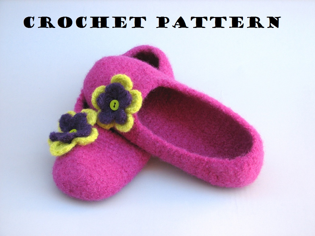 Adult Felted Slippers Crochet Pattern Pdf,easy, Great For Beginners, Shoes Crochet Pattern Slippers, Pattern No. 42