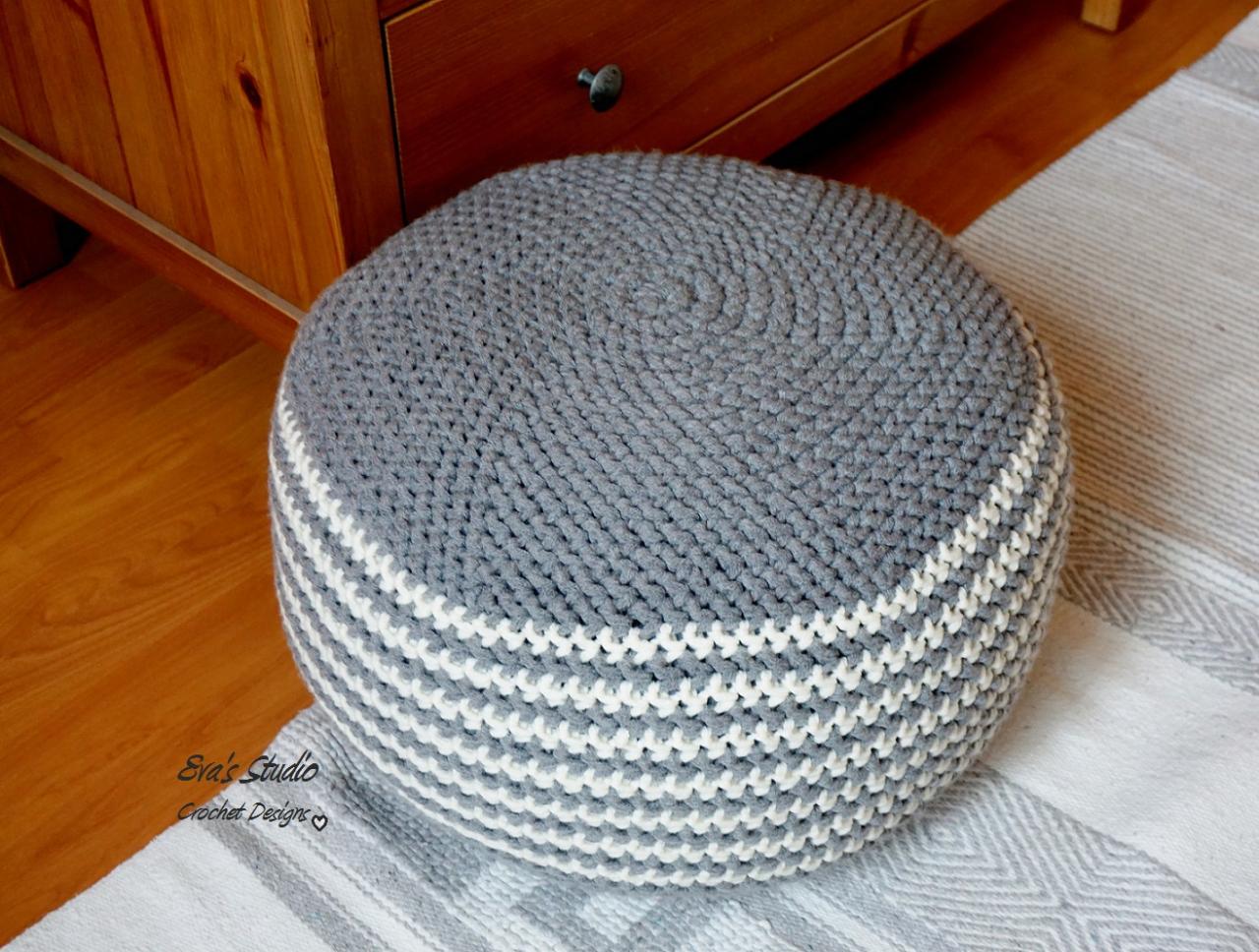 Leisure Arts Modern Baby Nursery Pouf Footstool Crochet ePattern, image size:1280x968