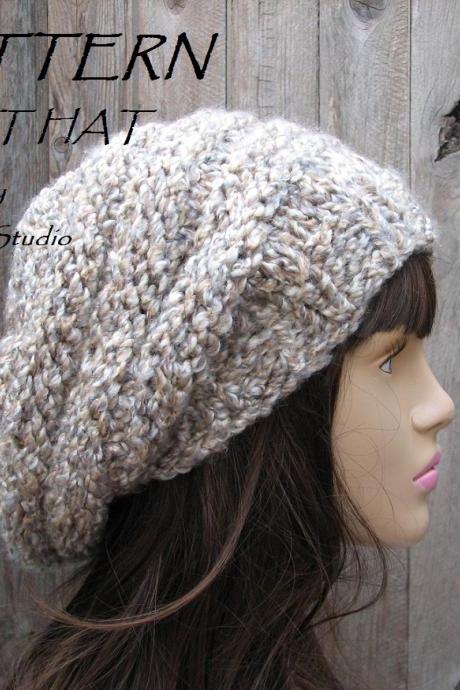 Pattern!!! Knit Hat - Slouchy Hat, Knit Pattern Pdf,easy, Great For Beginners, Pattern No. 89